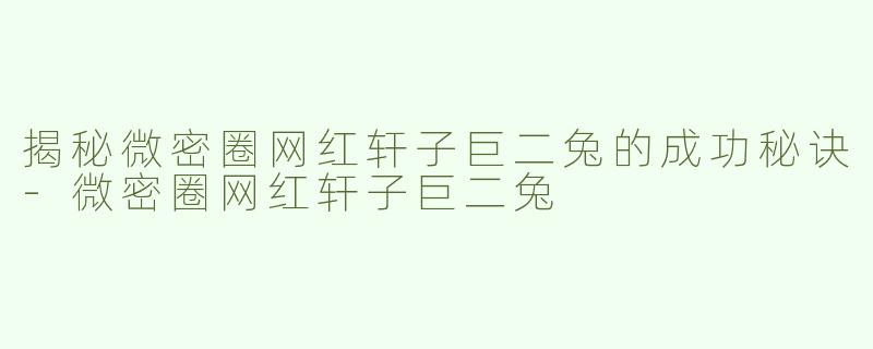 揭秘微密圈网红轩子巨二兔的成功秘诀-微密圈网红轩子巨二兔