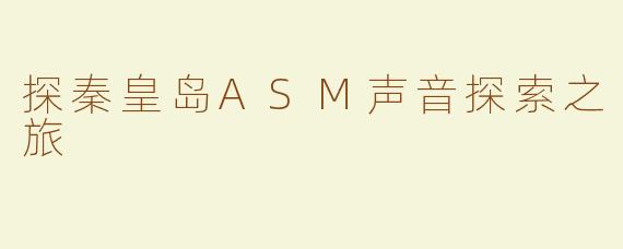 探秦皇岛ASM声音探索之旅