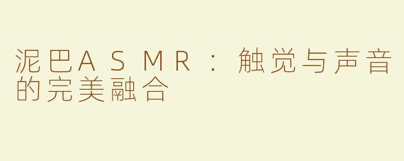 泥巴ASMR：触觉与声音的完美融合