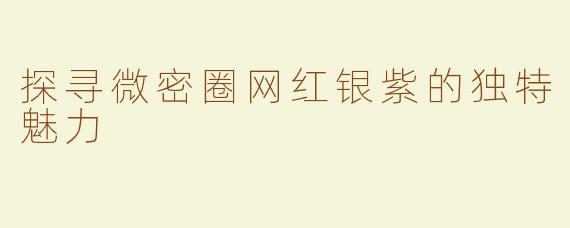 探寻微密圈网红银紫的独特魅力