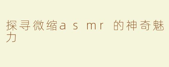 探寻微缩asmr的神奇魅力