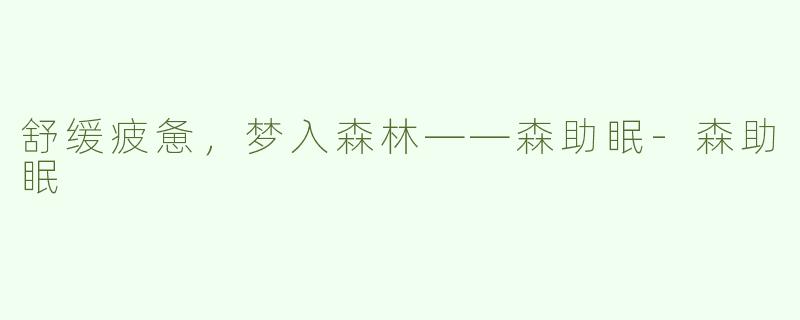 舒缓疲惫，梦入森林——森助眠