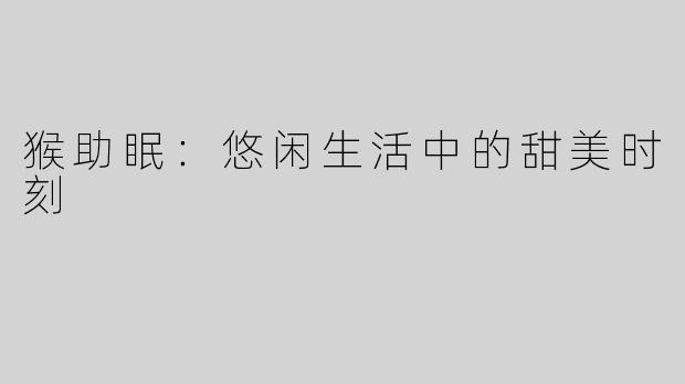 猴助眠：悠闲生活中的甜美时刻