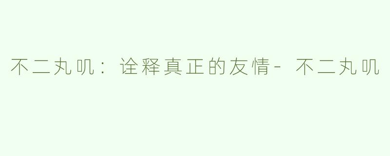 不二丸叽：诠释真正的友情