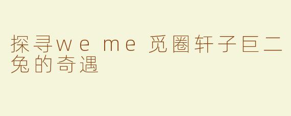 探寻weme觅圈轩子巨二兔的奇遇