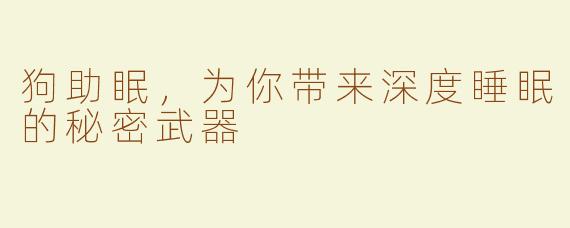 狗助眠，为你带来深度睡眠的秘密武器