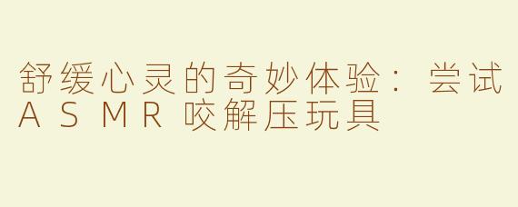 舒缓心灵的奇妙体验：尝试ASMR咬解压玩具