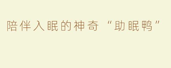 陪伴入眠的神奇“助眠鸭”
