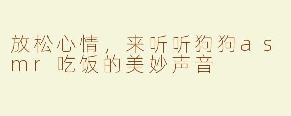 放松心情，来听听狗狗asmr吃饭的美妙声音