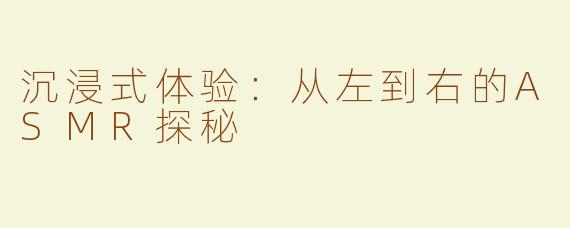 沉浸式体验：从左到右的ASMR探秘