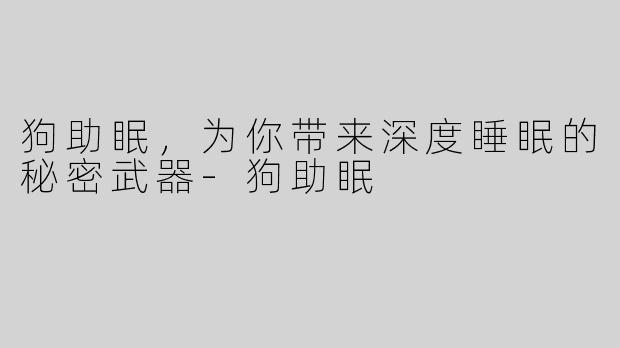 狗助眠，为你带来深度睡眠的秘密武器-狗助眠