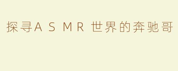 探寻ASMR世界的奔驰哥