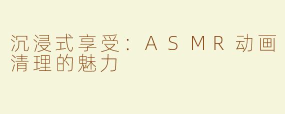 沉浸式享受：ASMR动画清理的魅力