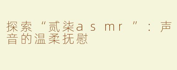 探索“贰柒asmr”：声音的温柔抚慰