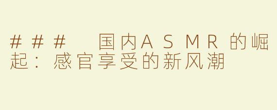 ### 国内ASMR的崛起：感官享受的新风潮