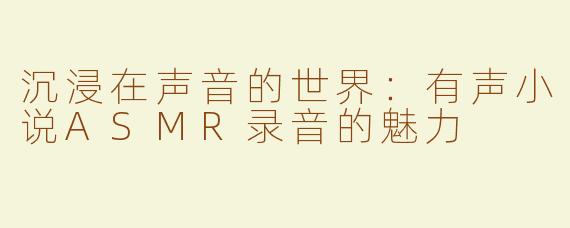 沉浸在声音的世界：有声小说ASMR录音的魅力