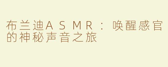 布兰迪ASMR：唤醒感官的神秘声音之旅