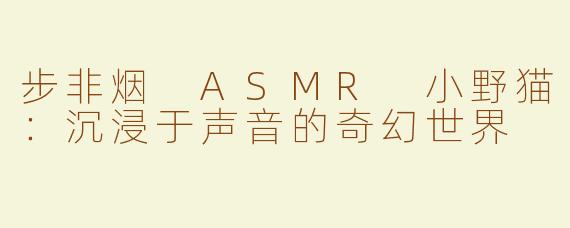 步非烟 ASMR 小野猫：沉浸于声音的奇幻世界