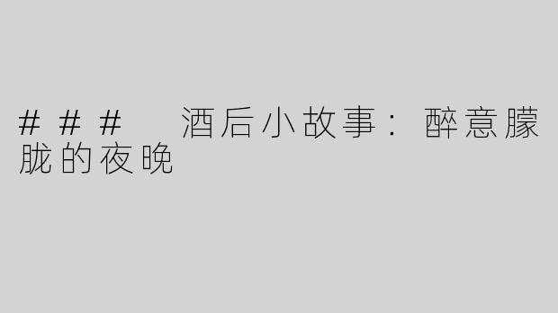 ### 酒后小故事：醉意朦胧的夜晚
