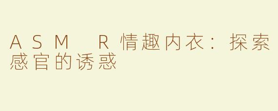 ASM R情趣内衣：探索感官的诱惑