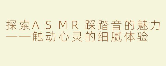 探索ASMR踩踏音的魅力——触动心灵的细腻体验