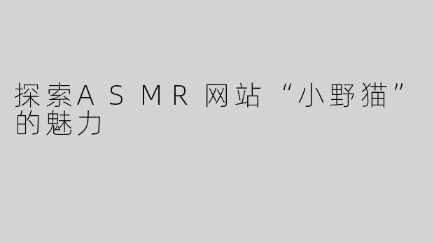 探索ASMR网站“小野猫”的魅力