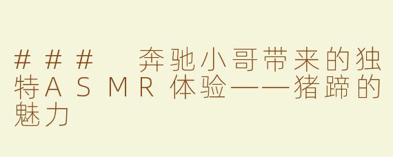 ### 奔驰小哥带来的独特ASMR体验——猪蹄的魅力
