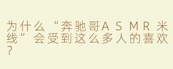 为什么“奔驰哥ASMR米线”会受到这么多人的喜欢？  