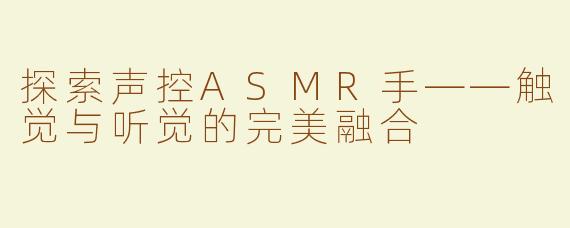 探索声控ASMR手——触觉与听觉的完美融合