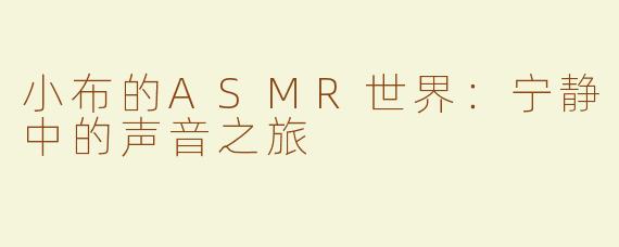 小布的ASMR世界：宁静中的声音之旅