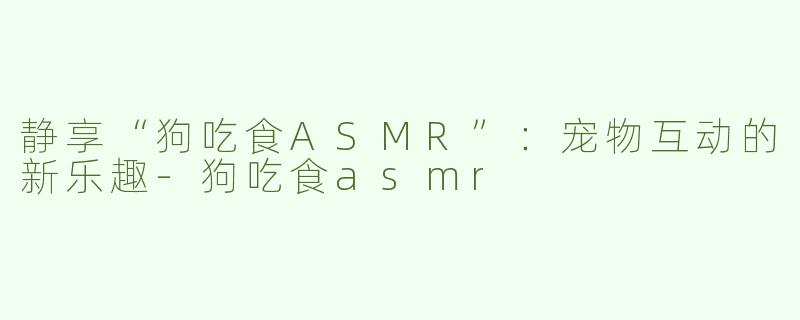 静享“狗吃食ASMR”：宠物互动的新乐趣-狗吃食asmr