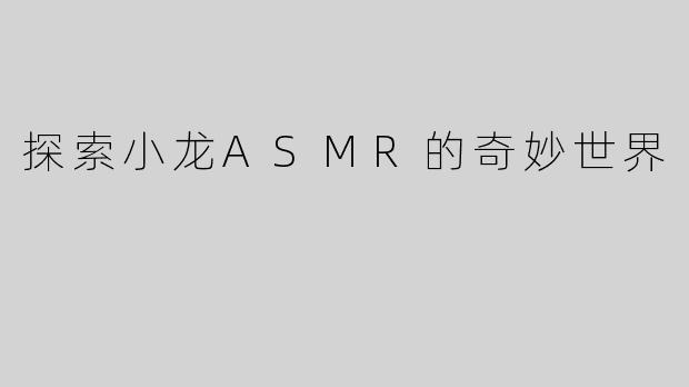 探索小龙ASMR的奇妙世界