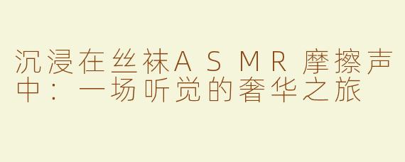 沉浸在丝袜ASMR摩擦声中：一场听觉的奢华之旅