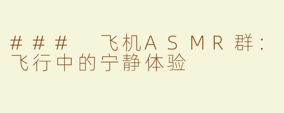 ### 飞机ASMR群：飞行中的宁静体验