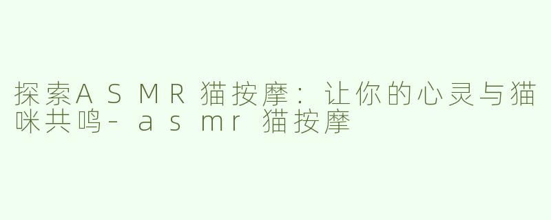 探索ASMR猫按摩：让你的心灵与猫咪共鸣-asmr猫按摩