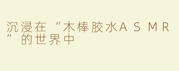 沉浸在“木棒胶水ASMR”的世界中