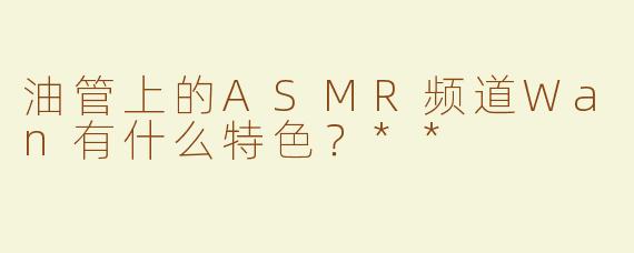 油管上的ASMR频道Wan有什么特色？**