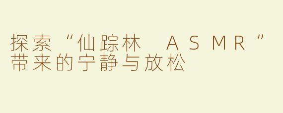 探索“仙踪林 ASMR”带来的宁静与放松