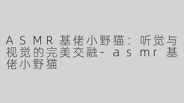 ASMR基佬小野猫：听觉与视觉的完美交融