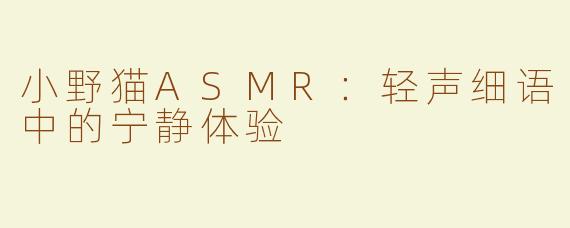 小野猫ASMR：轻声细语中的宁静体验