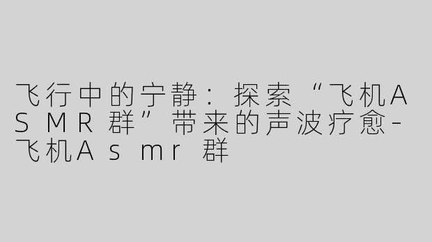 飞行中的宁静：探索“飞机ASMR群”带来的声波疗愈-飞机Asmr群