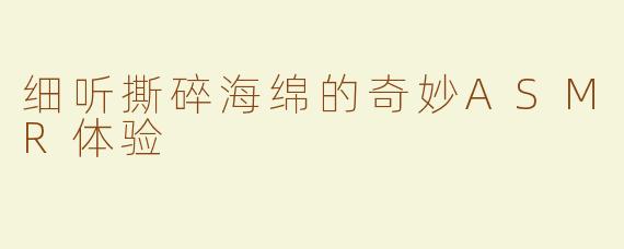 细听撕碎海绵的奇妙ASMR体验