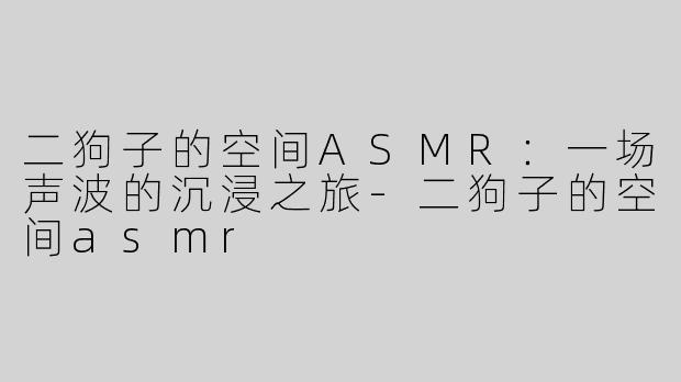 二狗子的空间ASMR：一场声波的沉浸之旅