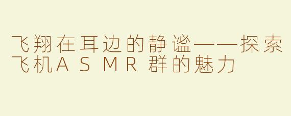 飞翔在耳边的静谧——探索飞机ASMR群的魅力
