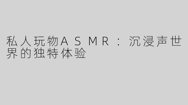 私人玩物ASMR：沉浸声世界的独特体验