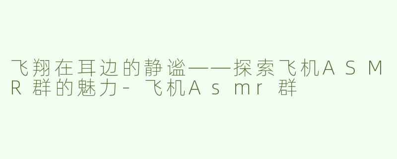 飞翔在耳边的静谧——探索飞机ASMR群的魅力-飞机Asmr群
