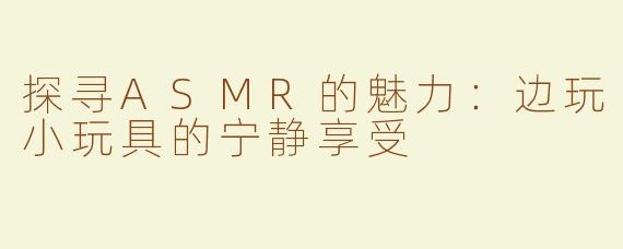 探寻ASMR的魅力：边玩小玩具的宁静享受