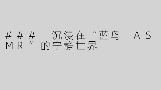 ### 沉浸在“蓝鸟 ASMR”的宁静世界