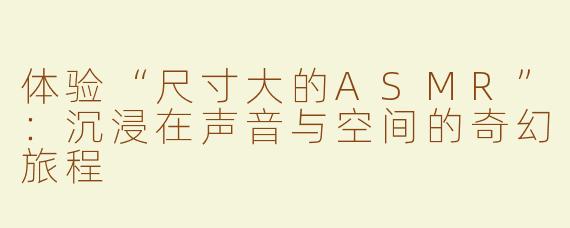 体验“尺寸大的ASMR”：沉浸在声音与空间的奇幻旅程