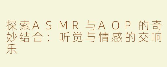探索ASMR与AOP的奇妙结合：听觉与情感的交响乐